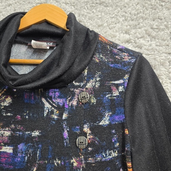 Vin Rouge Womens Abstract Cowl Neck Top Size Medium Long Sleeve Artsy Maximalist - Picture 3 of 13